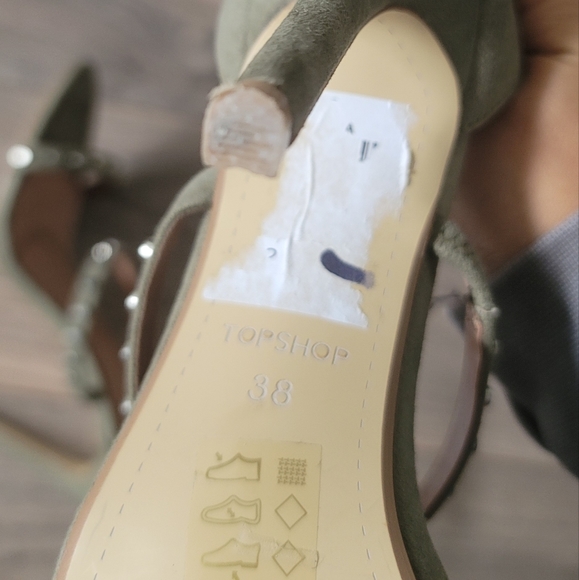 TOPSHOP Olive Green Suede Heels - Picture 7 of 7